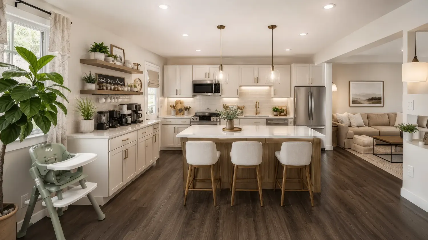 Kitchen after renovation — bright white modern design