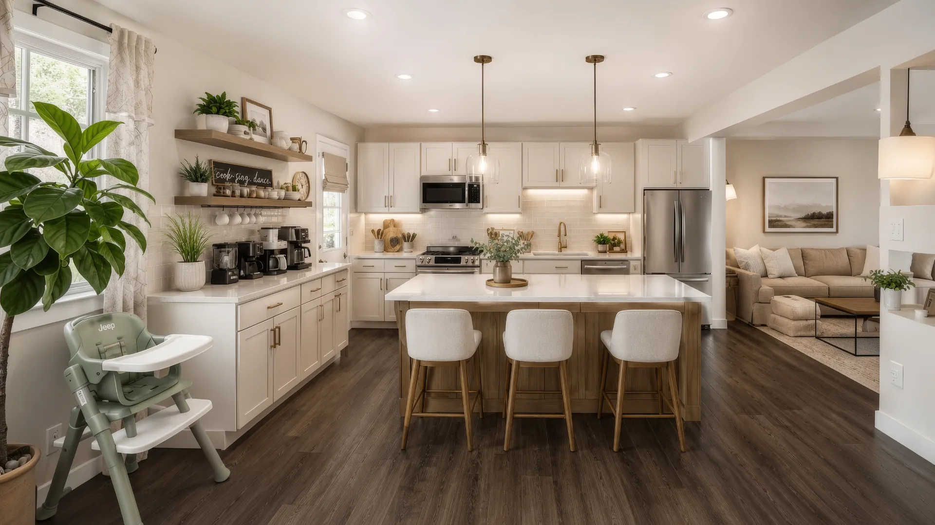 Kitchen after renovation — bright white modern design